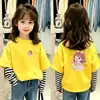 Colección de otoño para niñas: camiseta interior de algodón puro, ropa para niños, camiseta de manga larga con cuello redondo 2026, para niños y adolescentes de talla mediana y grande, una prenda superior con apariencia de dos piezas