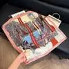 Pañuelo de Seda 70 Cuadrado Moda Coreana de Alta Gama Versátil Profesional Seda Sintética Pequeño Pañuelo de Cuello Estampado Retro Pañuelo de Seda para Mujer