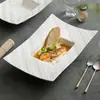 Padrão de Linha de Fábrica Prato Retangular Sentido Avançado Comercial Hotel Prato de Sopa Cerâmica Branca Prato Fundo Doméstico Grande