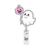 Porta Credencial Halloween Fantasma Acrílico con Clip de Cocodrilo Retráctil Tirón Fácil Carrete Giratorio Regalo Médico Clip de Tirón Fácil
