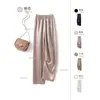 Pantalones de pierna ancha plisados de ácido acético satinado para mujer, nuevos de verano, textura, tipo mopa, pantalones casuales, rectos, fluidos, holgados