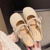 Pantuflas de Mujer 2025 Verano Nuevas Suela Suave Zapatos de Leche Lazo de Perla Estilo Pequeño Chanel Sandalias de Dedo para Usar Afuera para Mujer