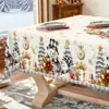 Nuevo Mantel Decorativo Navideño Transfronterizo de Amazon con Muñeco de Nieve y Reno para Mesa de Comedor en Casa, a Prueba de Polvo, Festivo