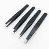 Pinza para cejas acero inoxidable herramientas de belleza negra plana antideslizante oblicua pinza para cejas pinza para cejas pinzas fabricantes venta al por mayor