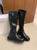 Botas de Caña Alta con Tacón Bajo Nuevas Primavera y Otoño 2025 para Mujer Otoño e Invierno Nuevas Puntera Redonda Tacón Grueso Delgado Botas de Jinete Versátiles