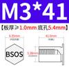 Yishenglong Pernos Remachables para Agujero Ciego de Acero Inoxidable Tuercas Remachables Placa de Presión Hexagonal Rosca Bsos-M3M4