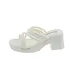 Nuevas Chanclas de Tacón Alto de Venta Caliente Transfronterizas para Mujer, Calzado de Verano para Exteriores, Que Aumentan la Altura, Antideslizantes, Sandalias de Doble Tira, Zapatos de Cuña de Moda para Mujer