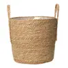 Maceta Tejida de Paja Nórdica Cesta de Flores Mimbre Tejido de Ratán Portátil Tejido Creativo Maceta para Potos Arreglo Floral Planta Verde Maceta Pastoral Decoración del Hogar