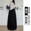 Pantalones Grises de Pierna Ancha con Dobladillo Irregular para Mujer, Estilo Delgado de Verano, Caída Relajada, Pantalones Rectos para Mujer Petite, Pantalones Casuales para Traje