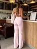 Pantalones de Yoga de Pierna Ancha Transfronterizos, Pantalones Largos Casuales Sueltos de Pierna Recta Frescos y Suaves, Pantalones de Yoga de Cintura Alta Levanta Glúteos, Ropa de Verano con Sensación de Segunda Piel
