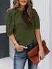 2025 Amazon Tejido Primavera y Verano Nuevo Color Puro Estilo Casual Holgado Europeo y Americano Tops de Manga Tres Cuartos Camisas de Mujer