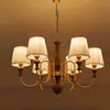 Lámpara de Araña QidieNew Estilo Chino, Estética Estilo Song de 6 Luces, Luz Principal Completamente de Cobre para Pasillo, Lámpara de Techo de Madera de Nogal para Comedor
