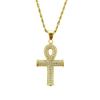 Pingente de cruz de diamante dourado para comércio eletrônico, colar punk masculino, pingente geométrico longo