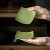 Glaseado de Minerales Rocosos Mandarina Verde Pequeña Posavasos Cuadrado de Cerámica Posavasos Salpicado Naranja Verde Posavasos Aislante Bandeja para Té Taza y Platillo Antiescaldado Estilo Chino