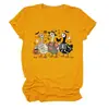 Amazon eBay Loja Independente Casual Divertido Feminino Três Patos de Halloween Múmia Fazendeiro Gola Redonda Manga Curta