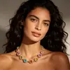 Colar transfronteiriço estilo boêmio colorido com diamantes completos, design de nicho versátil para o verão, corrente de clavícula dopamina para mulheres