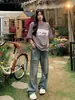 Sentido del Diseño Jeans Rotos de Nicho para Mujer Verano Nuevo Estilo Americano High Street Cintura Alta Pantalones Rectos Adelgazantes para Mujer