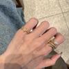 Anillo Abierto de Cruz de Diamantes Estilo Europeo y Americano para Mujer, Oro Retro, Diseño de Lujo Accesible, Anillo de Moda, Joyería de Mano de Tendencia