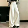 Pantalones de Pierna Ancha Caídos de Cintura Alta Estilo Coreano Otoño/Invierno para Mujer, Estilo Perezoso, Suaves y Ajustados, Largo hasta el Suelo, Sueltos, Cubren las Caderas, Estilo Casual