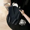 Chaleco de punto con cuello en V para mujer, estilo europeo, suéter base, otoño/invierno 2026