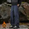 Calças casuais esportivas funcionais de corte slim para outono para homens e mulheres, calças retas estilo high street americano cleanfit