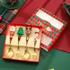 Conjunto Criativo de Talheres de Aço Inoxidável 410 com Desenho de Papai Noel Europeu e Americano Colher e Garfo de Sobremesa Domésticos Atacado