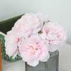 Ramo de Peonías Artificiales, Flores Artificiales de Seda con 5 Cabezas, Flores Falsas de Mano, Flores de Boda al por Mayor, Flores Artificiales de Alta Calidad para Decoración del Hogar