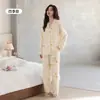 Pijama Feminino Novo Primavera/Outono 2026 Pode Ser Usado ao Ar Livre Algodão Puro Manga Longa Mãe de Meia-Idade Toque de Luxo Tamanho Grande Roupa de Casa