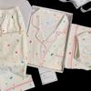 Traje de tres piezas de algodón nube nuevo transfronterizo para niñas de verano, fino, manga corta, jacquard de estrellas, ropa de casa al por mayor