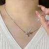 Colar de Pingente de Pérola com Laço para Mulheres Leve Luxo Personalizado Design de Nicho de Sentido de Alta Qualidade Corrente de Colarinho para Todos os Combinos Presente Tanabata