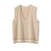 Chaleco de Punto sin Mangas de Cachemira Estilo Vintage para Mujer, Suéter Exterior para Vestir con Cuello en V