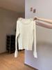 Camisa Base Atmosférica con Perlas para Mujer, Primavera 2026, Impresionante Suéter de Punto con Mangas de Campana, Top Elegante de Corte Ajustado