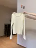 Suéter de Tricô de Alta Qualidade Francês Outono e Inverno Chique Chique Lindo Top Camisa Base com Manga de Chifre Bordada para Mulheres
