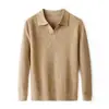 Suéter de punto premium con cuello de gaviota para hombre, punto horizontal de otoño con estampado floral, jersey de punto con cuello de tijera, suéter ligero de manga larga para negocios