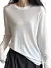 Camiseta de Manga Larga para Mujer 2025 Nueva Popular Otoño Cuello Redondo Capa Base con Aspecto Adelgazante de Gama Alta Top