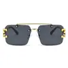 Nuevas Gafas de Sol Aviador sin Marco de Borde Cortado Transfronterizas con Doble Puente para Hombres y Mujeres, Modernas Gafas de Sol Europeas y Americanas de Alta Definición Anti-UV