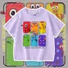 Ropa de Bloques Numéricos para Niños Camiseta de Manga Corta con Bloques Numéricos para Niños Jardín de Infancia Niño Pequeño Top de Algodón Puro de Media Manga