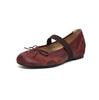 Estilo Girly Dulce Lazo Cabeza de Muñeca Costura de Piel de Vaca Mary Jane Otoño 2025 Tacón Interno Alto Zapatos de Piel Genuina