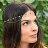 Amazon Más Vendido Sencilla Cadena Étnica para el Cabello Europeo y Americano Multicapa Pedrería Tocado Accesorios de Uso Cadena para el Cabello de Mujer