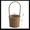 Cesta Creativa Tejida a Mano de Mimbre Sintético Cesta de Frutas Cesta de Almacenamiento Cesta con Asa de Mimbre Bolso Tejido Cesta de Flores Cesta de Verduras Recolección de Huevos