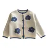 Ropa para Niños Primavera y Otoño Ningli: Cárdigan Floral para Niña, Tejido para Bebé de Cuello Redondo, Suéter Infantil Color Block