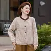 Nova roupa estilo chinês para mães, jaqueta jacquard estilo nacional, para usar no outono, gola redonda, elegante, casaco curto para mulheres de meia-idade e idosas, peça externa plus size