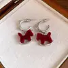 Aguja de Plata Estilo Chino Nuevo Zirconio Moneda de Cobre Año del Zodiaco Caballo Pendientes Nicho Pendientes de Alta Gama Pendientes de Moda de Lujo Ligero para Mujeres