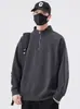 Sudadera con media cremallera de peso pesado estilo americano para hombre, nueva marca de moda 2026, chaqueta casual con cuello alto para primavera, otoño e invierno