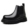 Botas Martin para Hombre Otoño/Invierno Nuevo Estilo Tendencia Estilo Británico Botas de Cuero Chelsea de Caña Alta Suela Gruesa sin Cordones Botines Tobilleros para Hombre