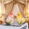 Figuras de pássaros artificiais para jardim externo, decorações para varanda e pátio, decoração de chapim-real de cauda longa, artesanato em resina