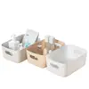 Caixa de armazenamento de 2 peças para lanches de mesa artigos diversos cosméticos pequena cesta de armazenamento de plástico dormitório cozinha retangular