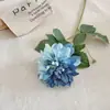 Flores artificiais de dália e crisântemo com bordas queimadas, flores falsas de alta qualidade para decoração de casa, arranjos de casamento e vendas transfronteiriças na Amazon