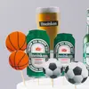 Pastel de Botella de Cerveza de Verano Tarjeta Bandera de Cumpleaños Decoración de Futbol Americano Decoración Enchufable de Baloncesto Diseño de Escena