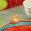 Yuebao Jewelry - Colgante de bolsita de Ruyi hueca con forma de calabaza de lujo vintage, chapado en oro de plata esterlina S925, con esmeralda y temperamento